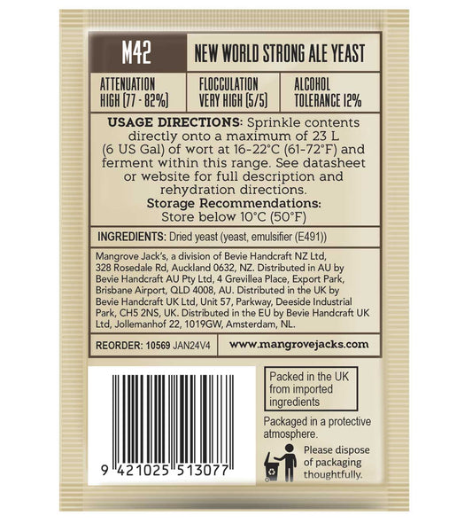 Mangrove Jacks Craft Series New World Strong Ale Yeast M42 – supplier photo