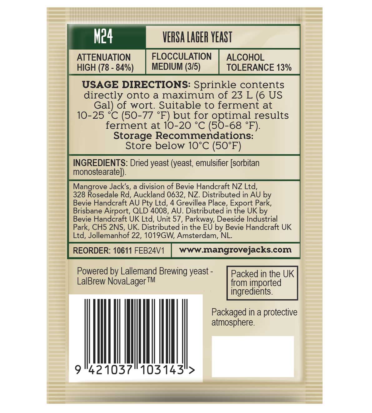 Mangrove Jacks Craft Series Versa Lager Yeast M24 - 10g – supplier photo
