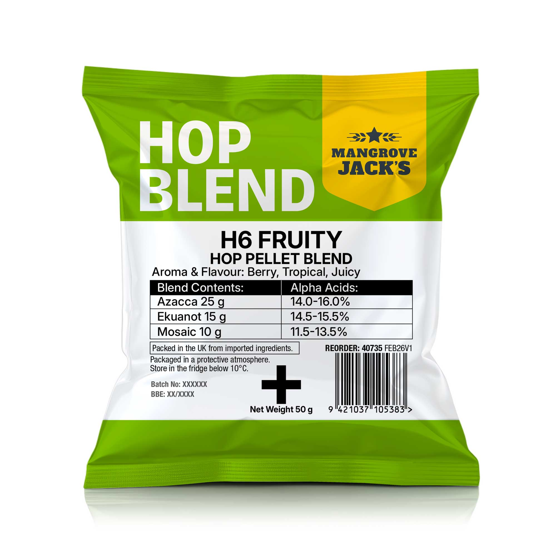 Mangrove Jack's H6 Fruity hop pellet blend 50g - Make Your Own home brew