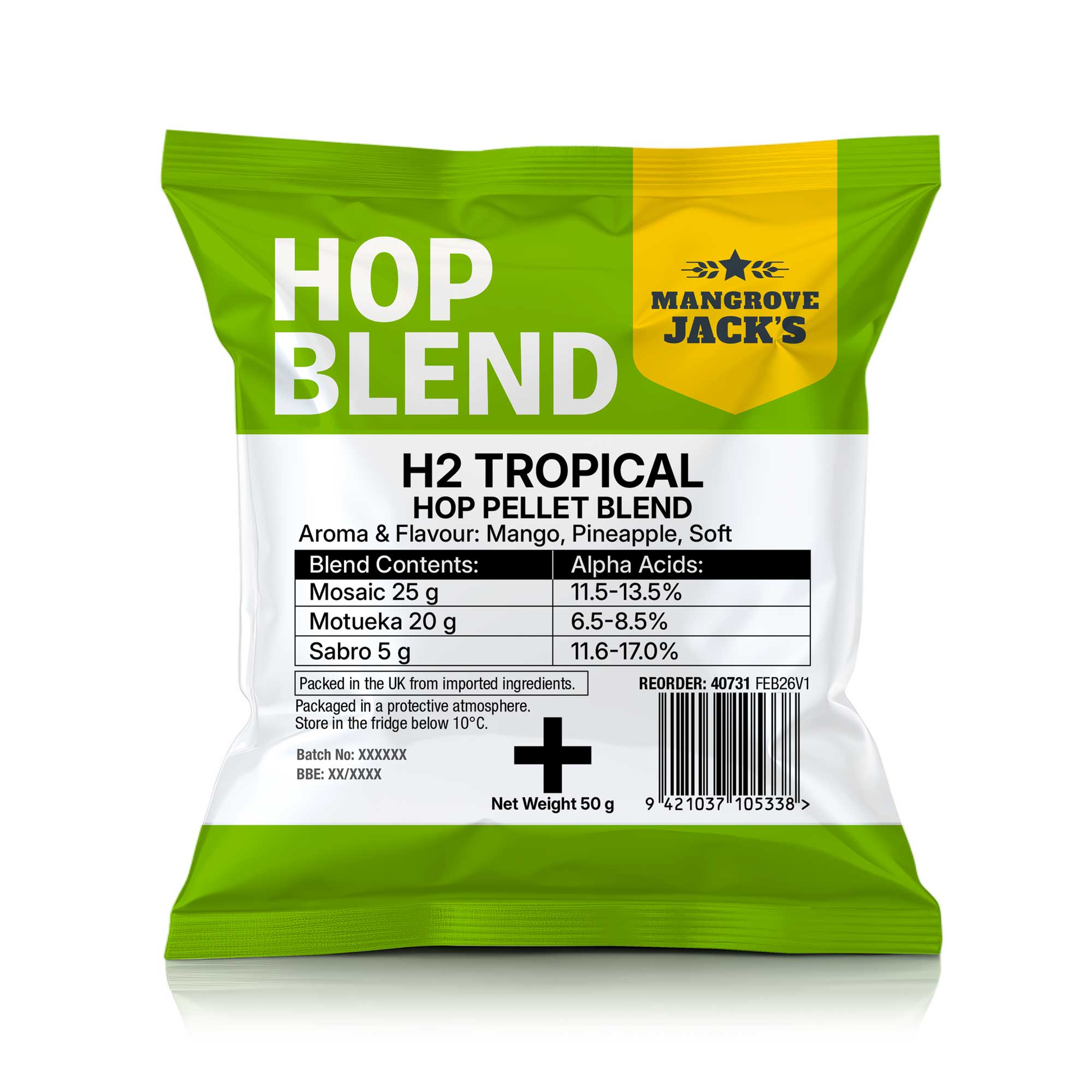 Mangrove Jack's H2 Tropical hop pellet blend 50g - Make Your Own home brew