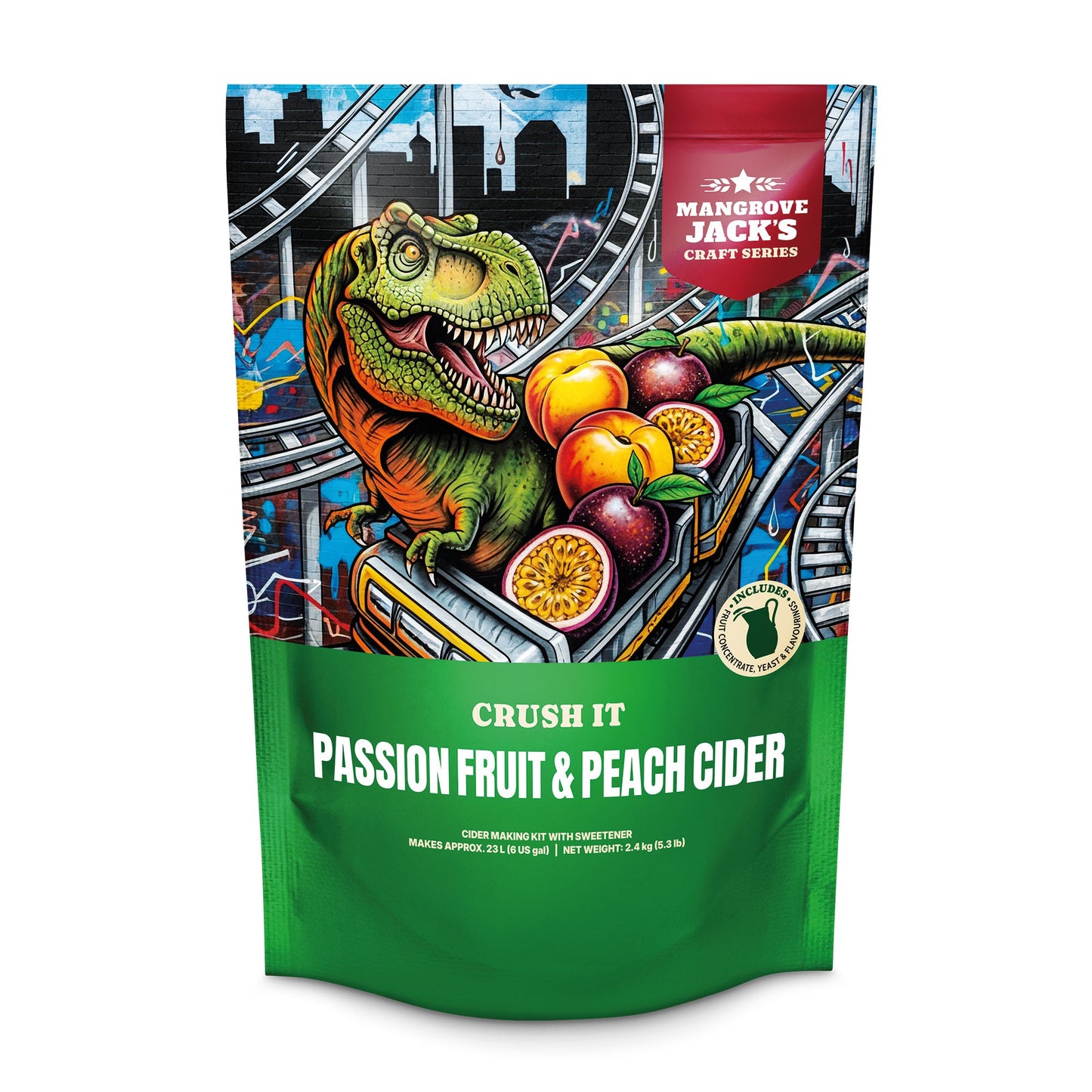 Mangrove Jack's Craft Series Passion Fruit & Peach Cider 2.4kg home brew cider kit pouch