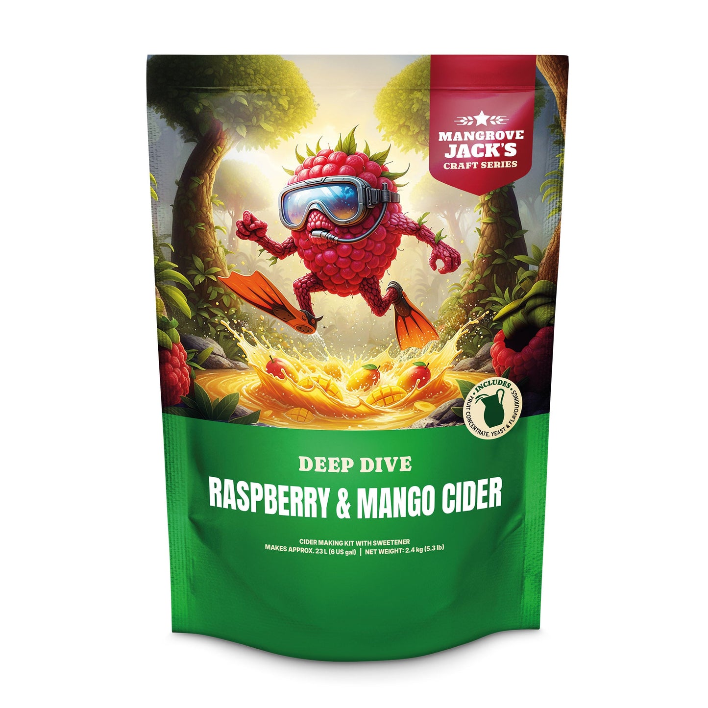 Mangrove Jack's Craft Series Raspberry & Mango Cider 2.4kg home brew cider kit pouch