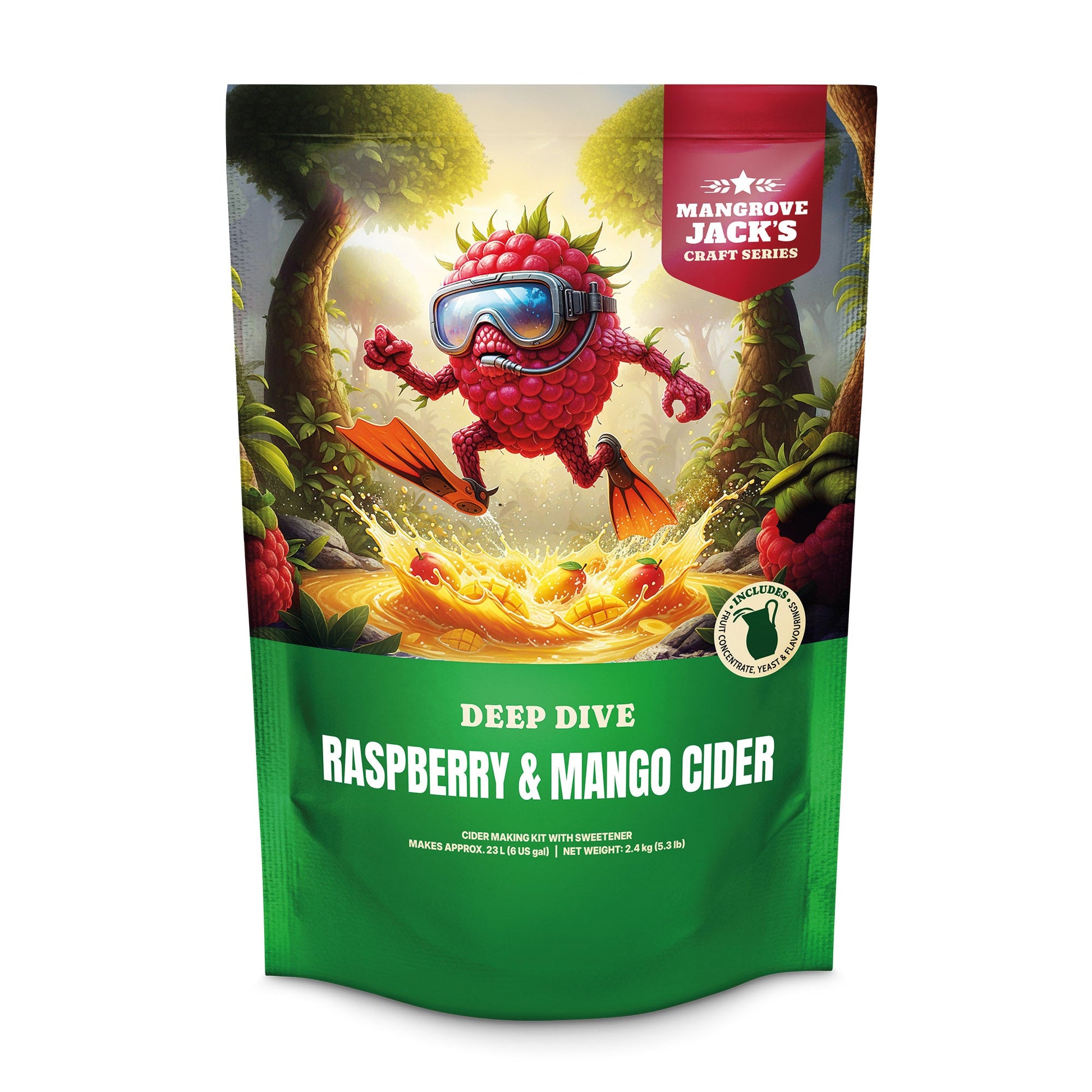 Mangrove Jack's Craft Series Raspberry & Mango Cider 2.4kg home brew cider kit pouch
