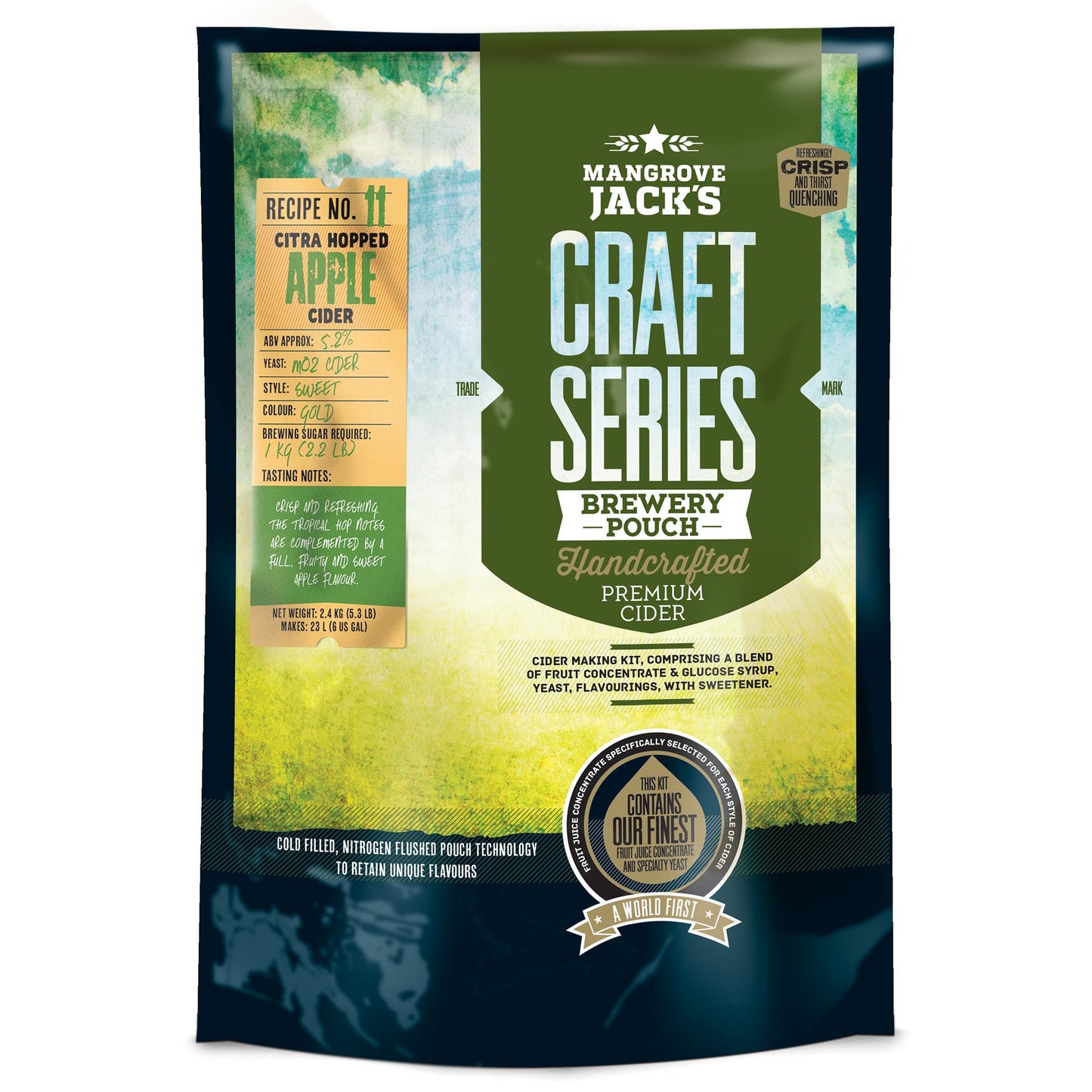 Mangrove Jack's Craft Series Hopped Apple Cider 2.4kg home brew cider kit pouch