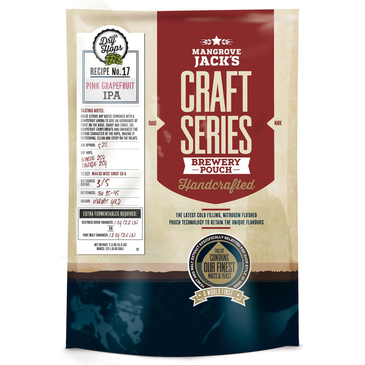 Mangrove Jack's Craft Series Pink Grapefruit IPA 2.5kg home brew beer kit