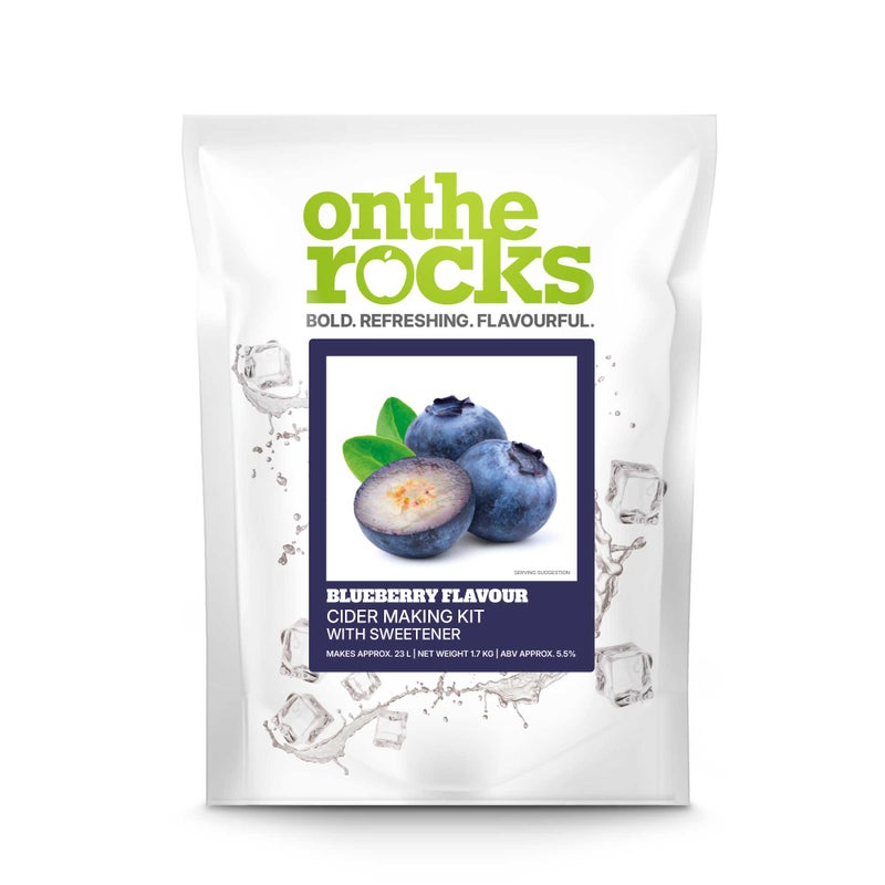 On The Rocks Blueberry flavour cider making kit — makes approx 23L, 5.5% ABV
