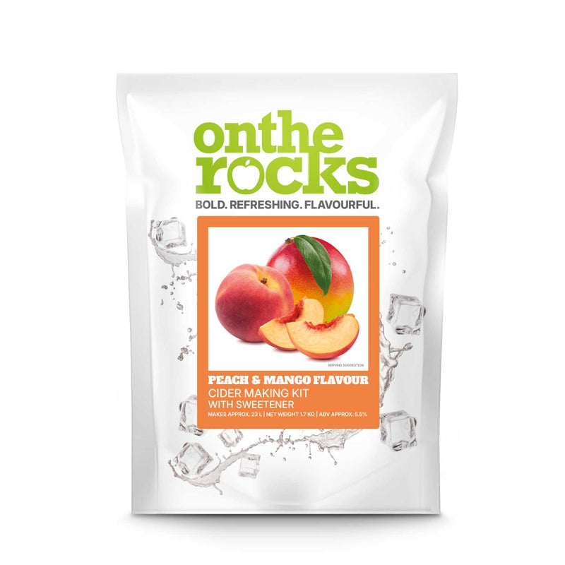 On The Rocks Peach & Mango flavour cider making kit — makes approx 23L, 5.5% ABV