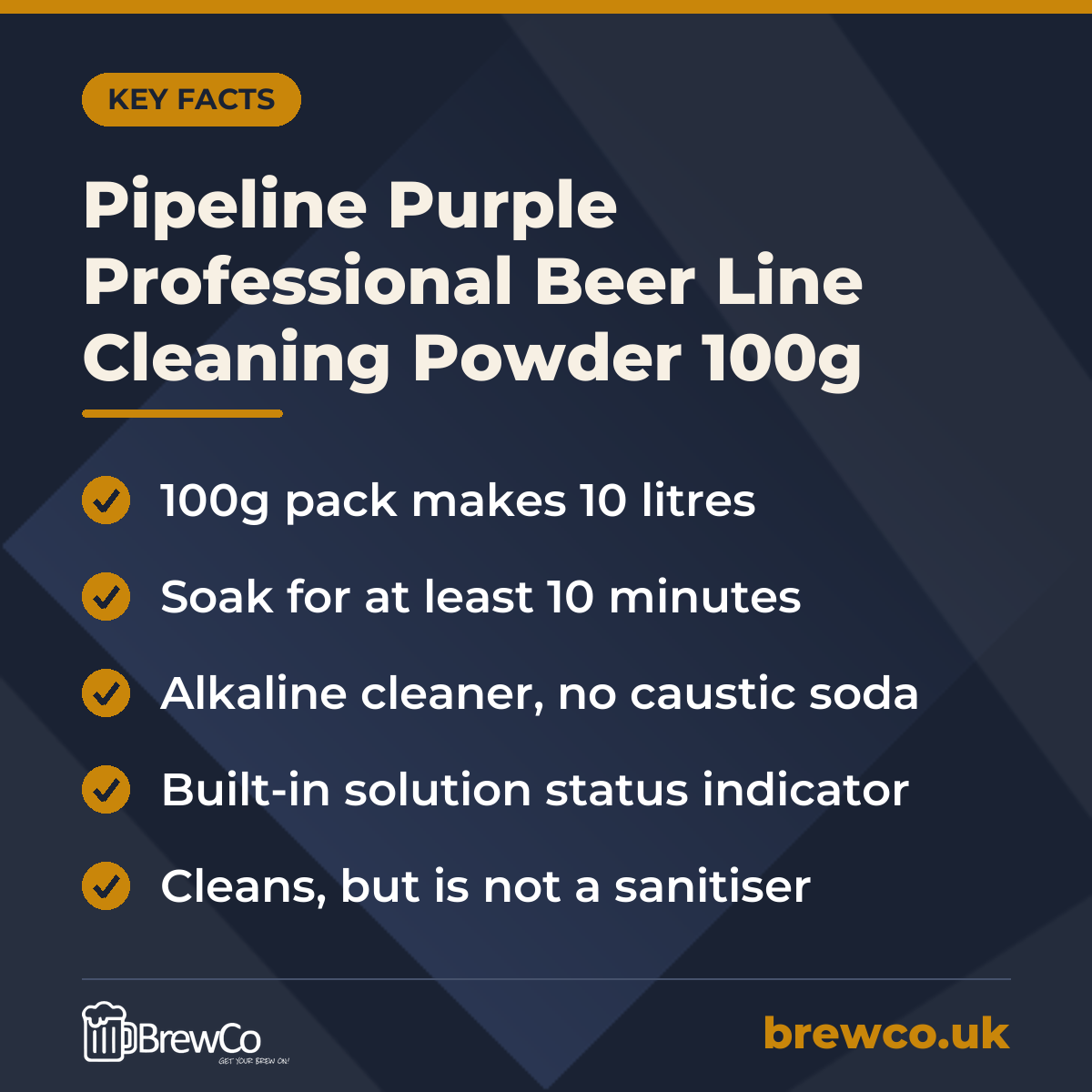 Pipeline Purple Professional Beer Line Cleaning Powder 100g – key facts