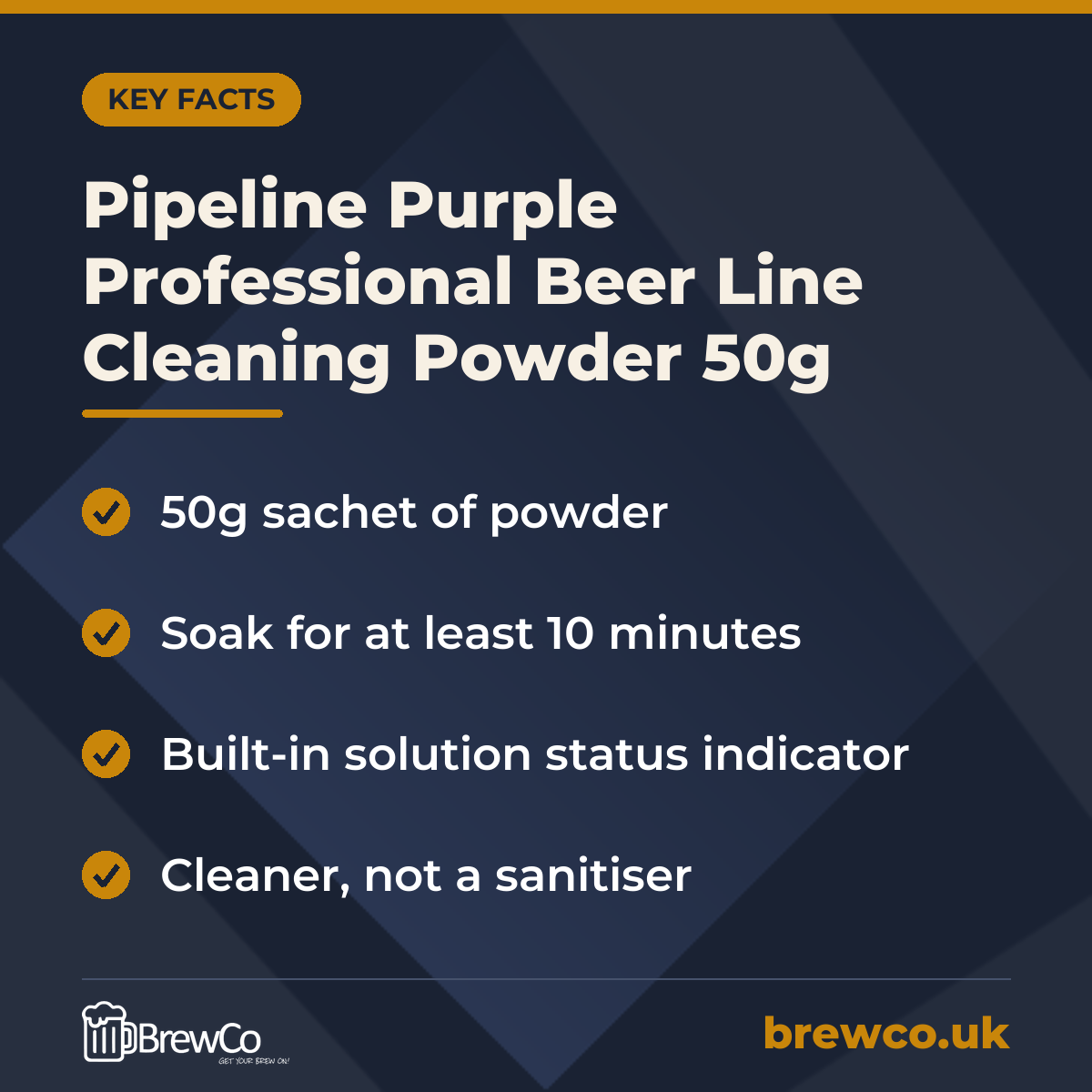 Pipeline Purple Professional Beer Line Cleaning Powder 50g – key facts