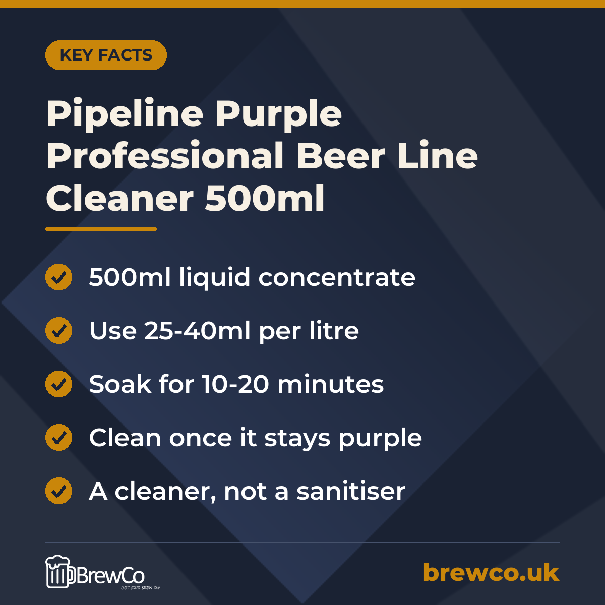 Pipeline Purple Professional Beer Line Cleaner 500ml – key facts
