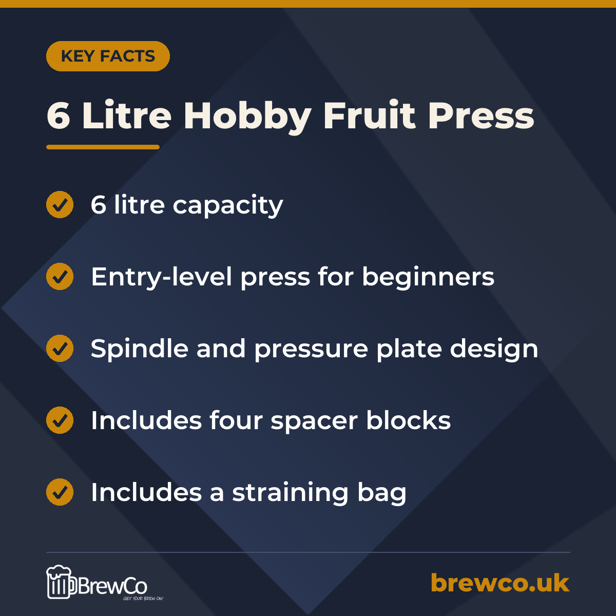 6 Litre Hobby Fruit Press – key facts