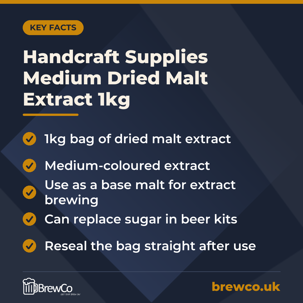 Handcraft Supplies Medium Dried Malt Extract 1kg – key facts