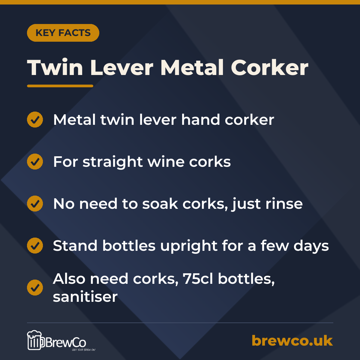 Twin Lever Metal Corker – key facts