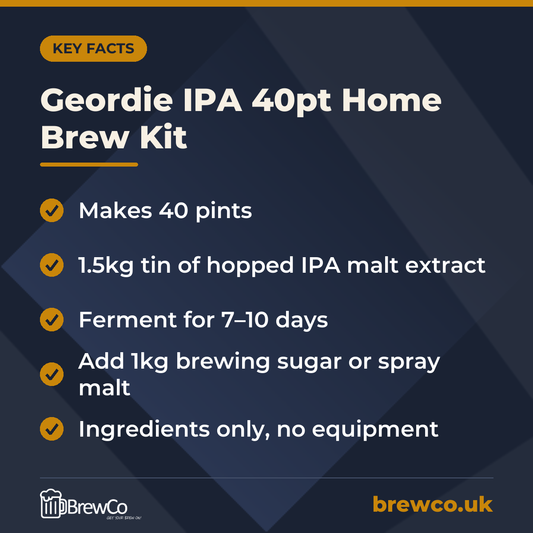 Geordie IPA 40pt Home Brew Kit – key facts