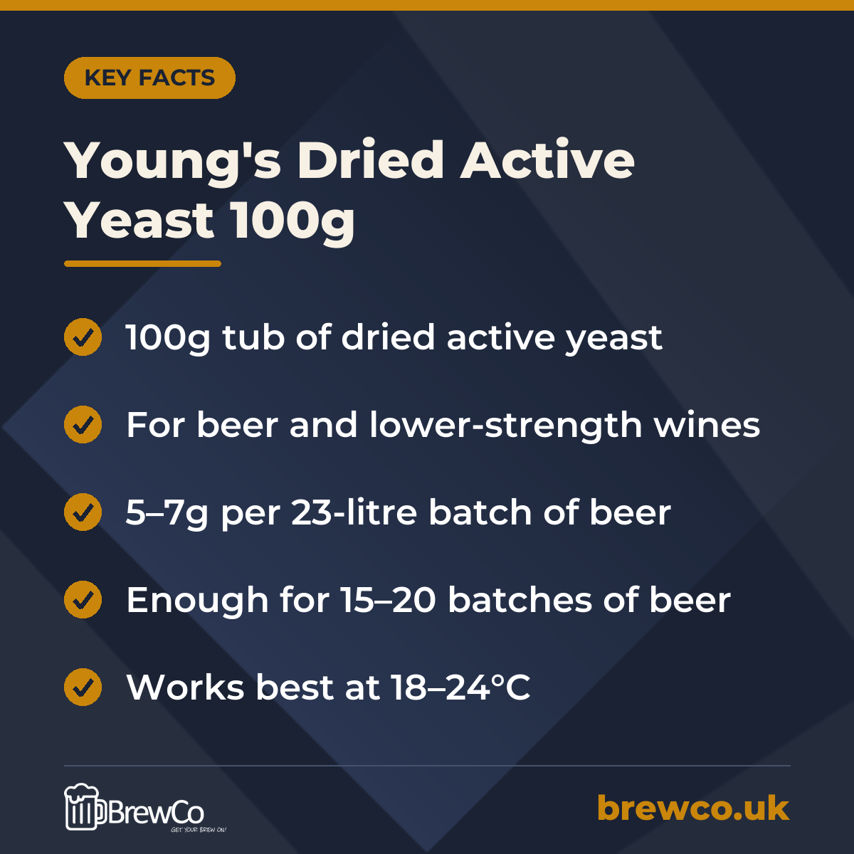 Young's Dried Active Yeast 100g – key facts