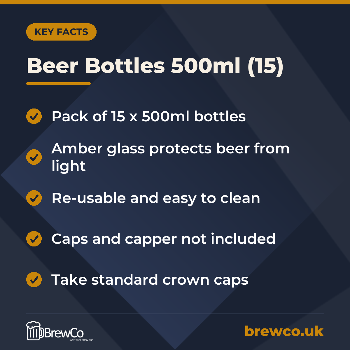 Beer Bottles 500ml (15) – key facts
