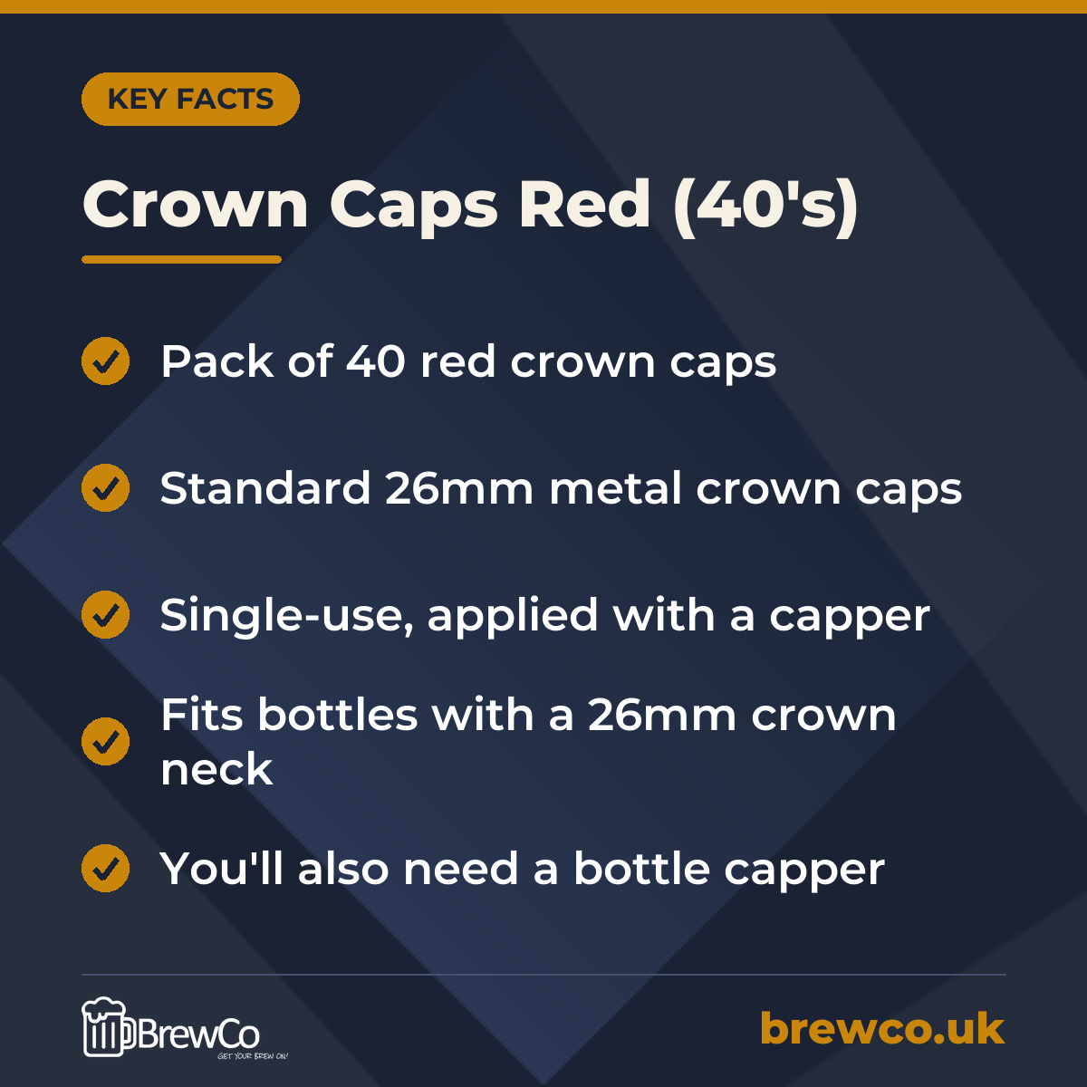 Crown Caps Red (40's) – key facts