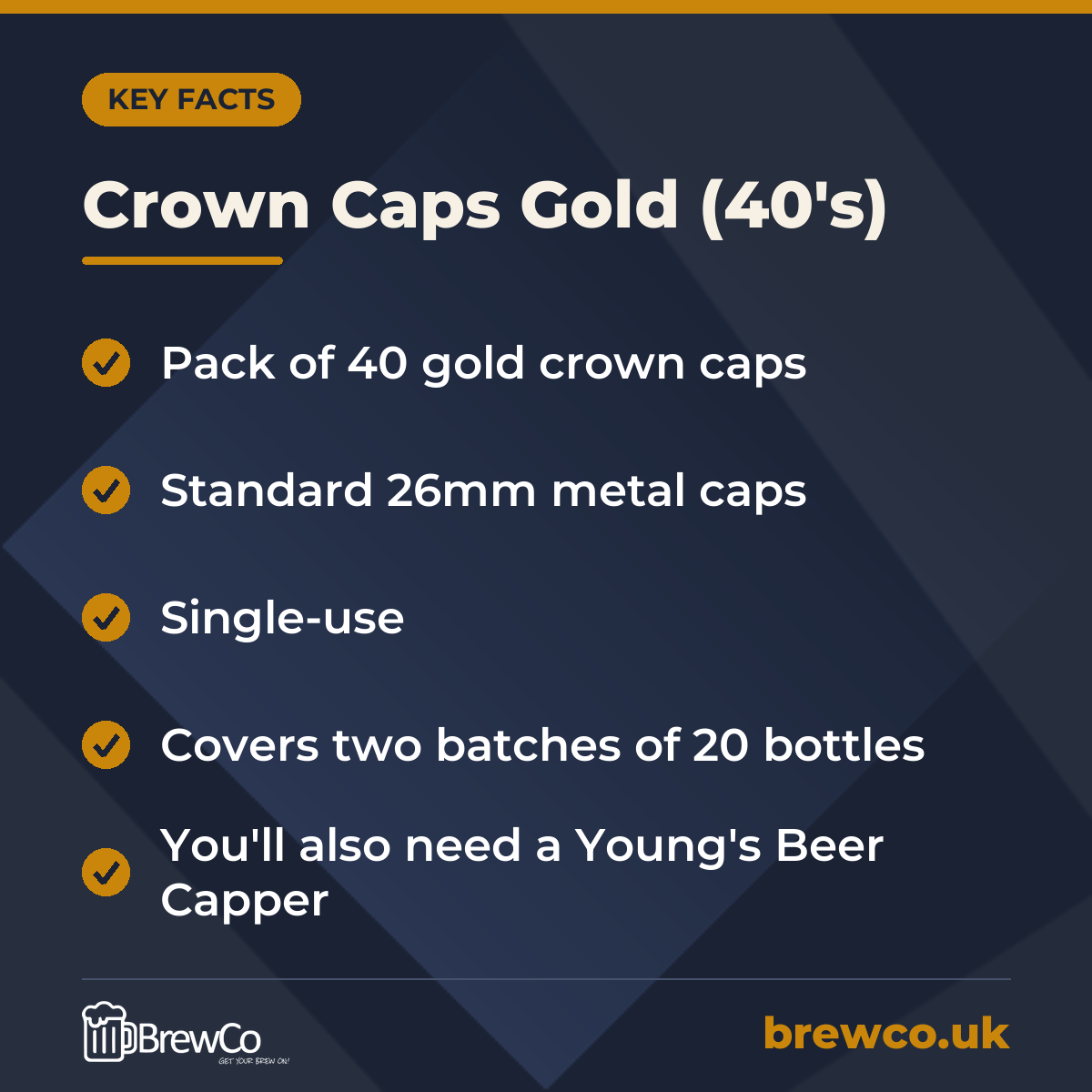 Crown Caps Gold (40's) – key facts