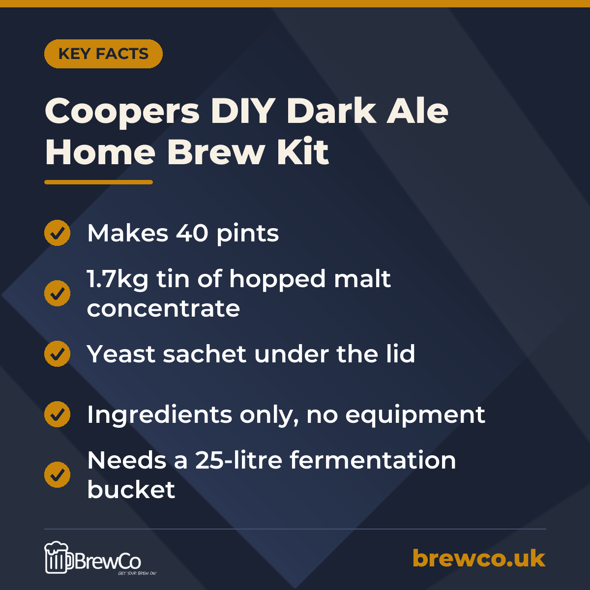 Coopers DIY Dark Ale Home Brew Kit – key facts