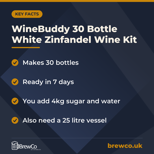WineBuddy 30 Bottle White Zinfandel Wine Kit – key facts