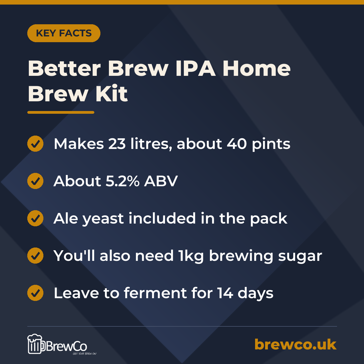 Better Brew IPA Home Brew Kit – key facts