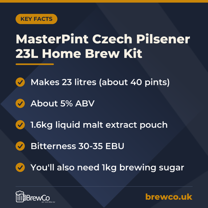 MasterPint Czech Pilsener 23L Home Brew Kit – key facts