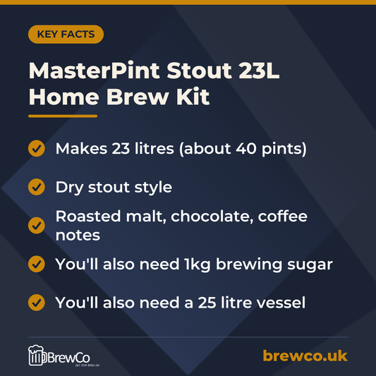 MasterPint Stout 23L Home Brew Kit – key facts