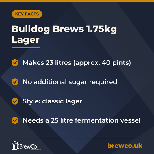 Bulldog Brews 1.75kg Lager – key facts