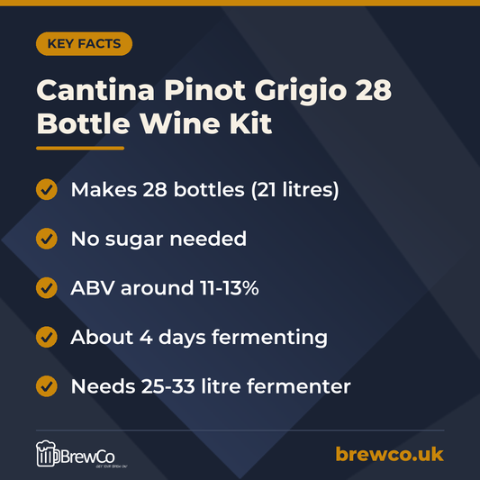 Cantina Pinot Grigio 28 Bottle Wine Kit – key facts