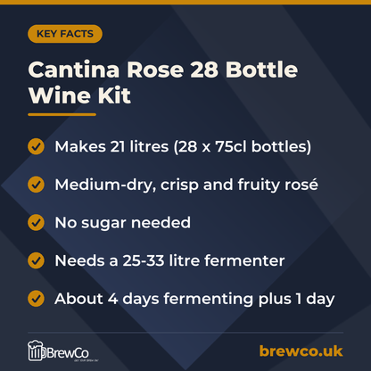 Cantina Rose 28 Bottle Wine Kit – key facts