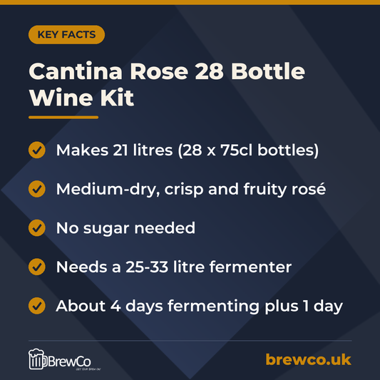 Cantina Rose 28 Bottle Wine Kit – key facts