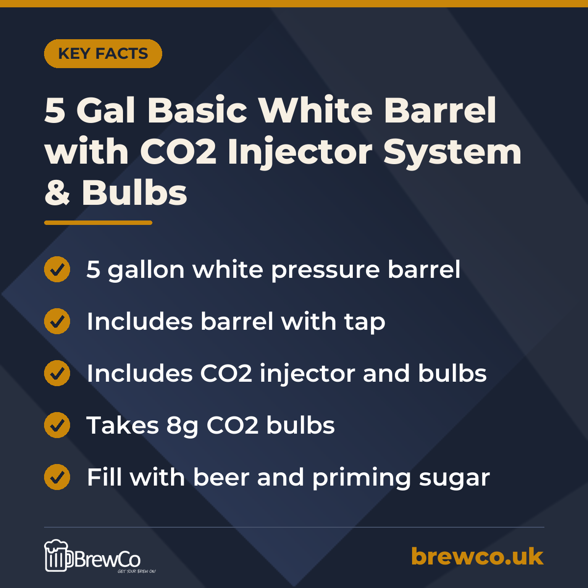 5 Gal Basic White Barrel with CO2 Injector System & Bulbs – key facts