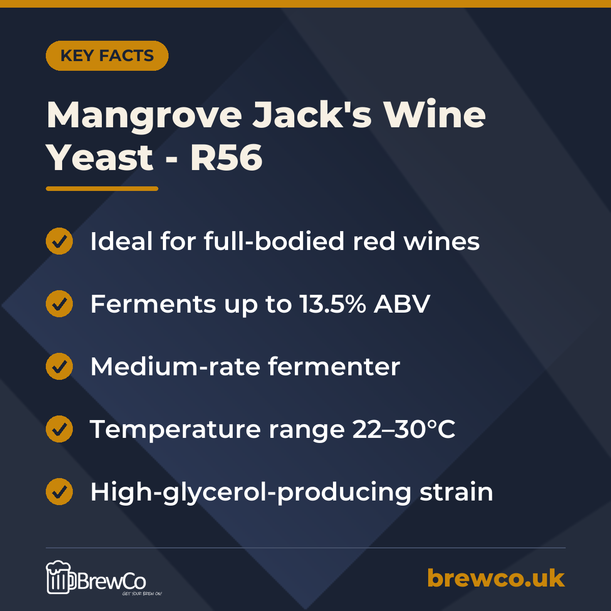 Mangrove Jack's Wine Yeast - R56 – key facts