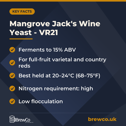 Mangrove Jack's Wine Yeast - VR21 – key facts