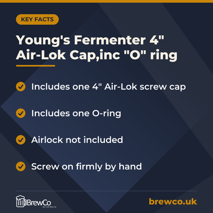 Young's Fermenter 4" Air-Lok Cap,inc "O" ring – key facts