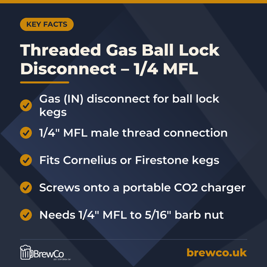 Threaded Gas Ball Lock Disconnect – 1/4 MFL – key facts