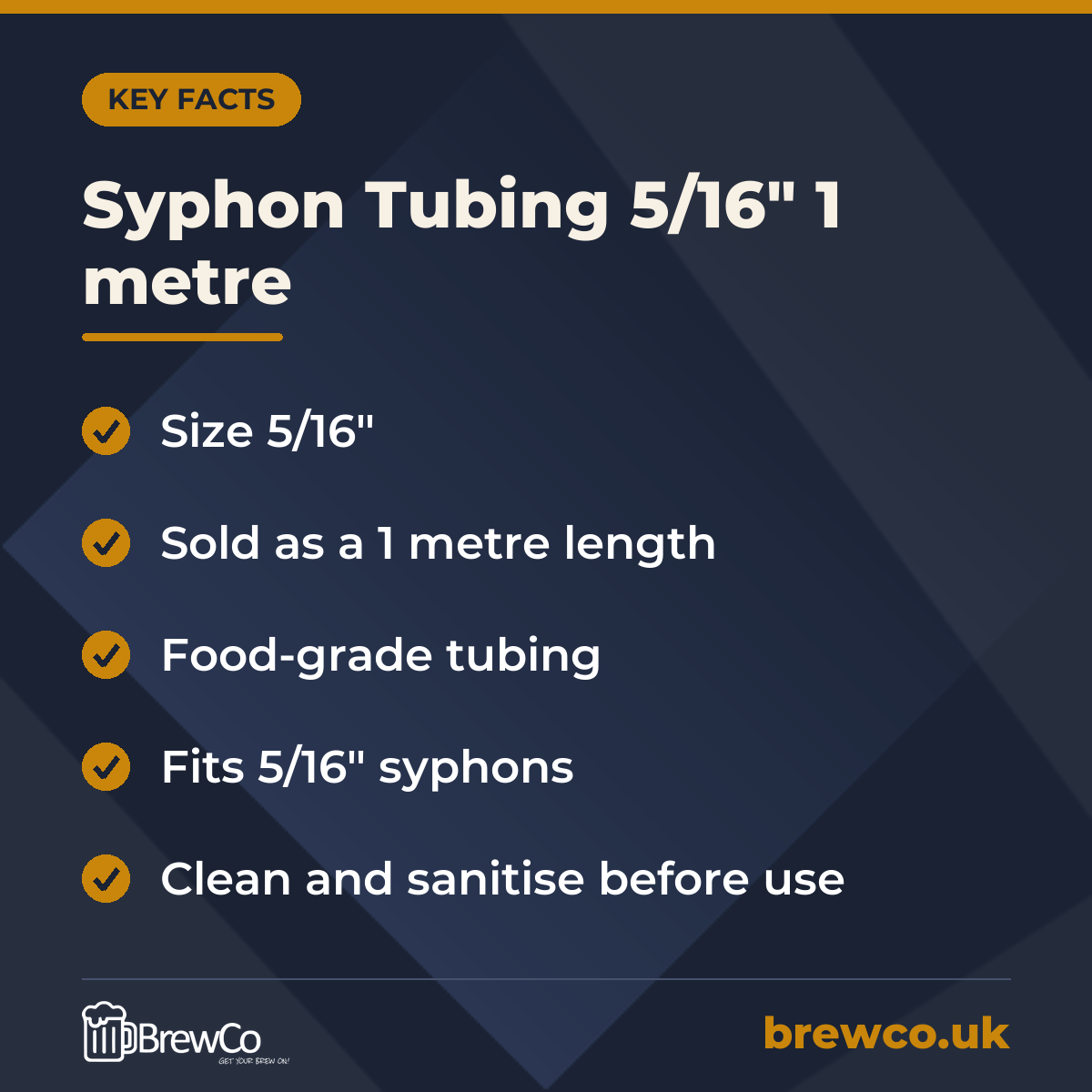 Syphon Tubing 5/16" 1 metre – key facts