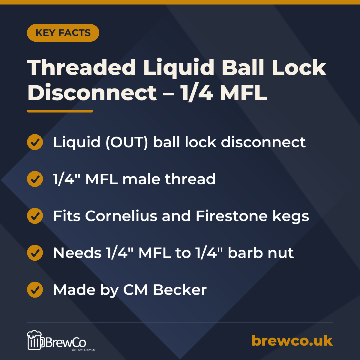 Threaded Liquid Ball Lock Disconnect – 1/4 MFL – key facts