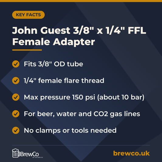 John Guest 3/8" x 1/4" FFL Female Adapter – key facts