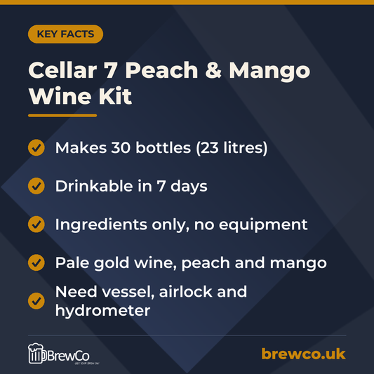 Cellar 7 Peach & Mango Wine Kit – key facts