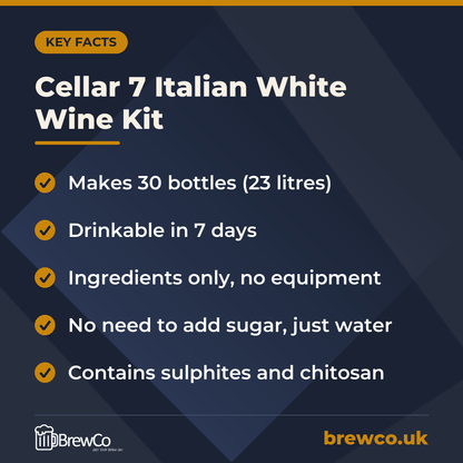 Cellar 7 Italian White Wine Kit – key facts
