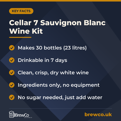 Cellar 7 Sauvignon Blanc Wine Kit – key facts