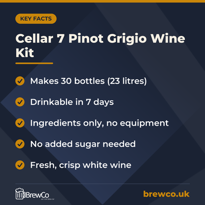 Cellar 7 Pinot Grigio Wine Kit – key facts