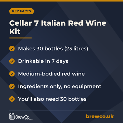Cellar 7 Italian Red Wine Kit – key facts