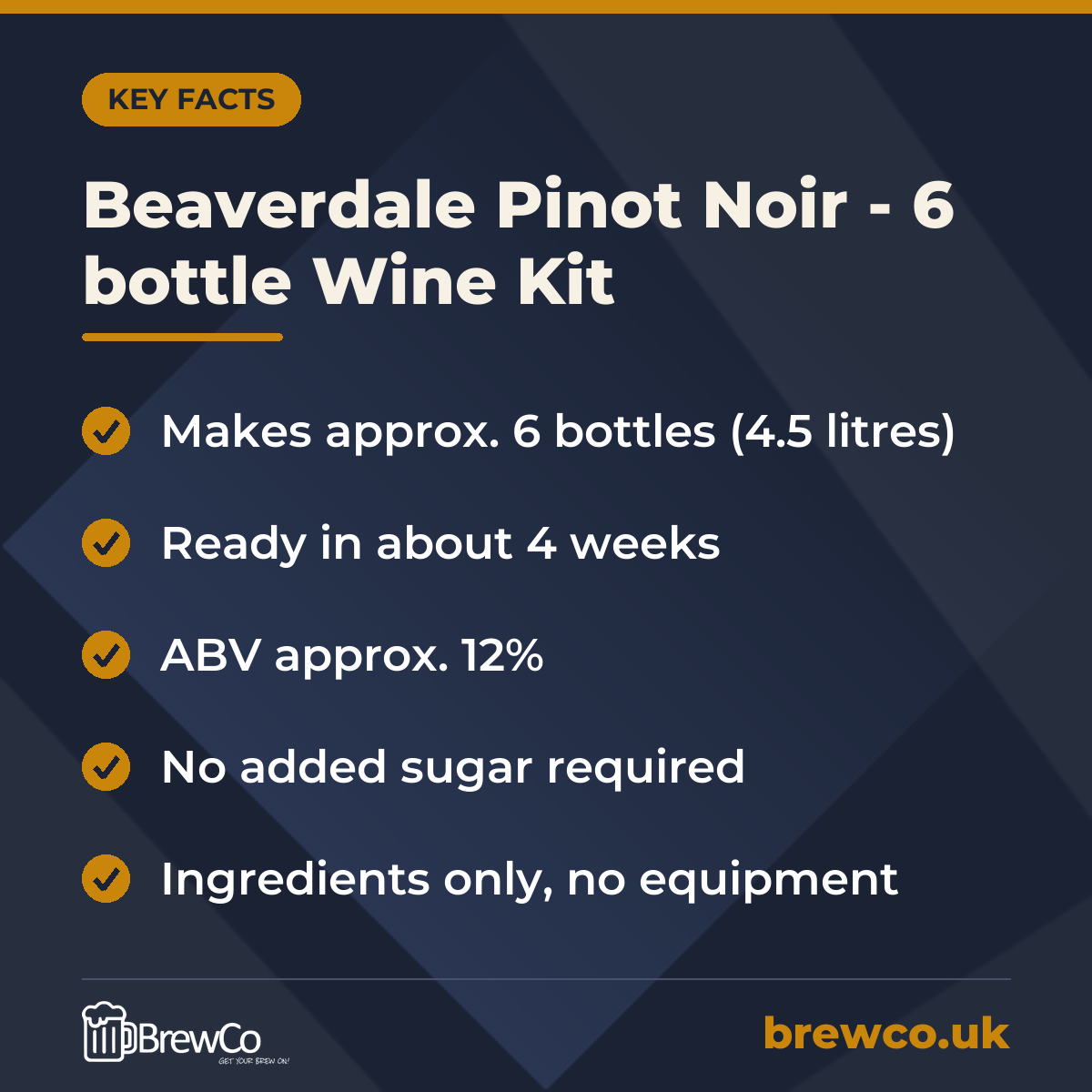 Beaverdale Pinot Noir - 6 bottle Wine Kit – key facts