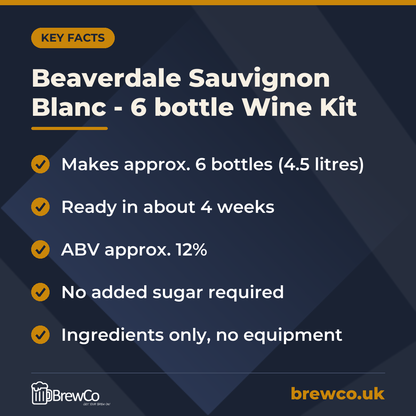 Beaverdale Sauvignon Blanc - 6 bottle Wine Kit – key facts