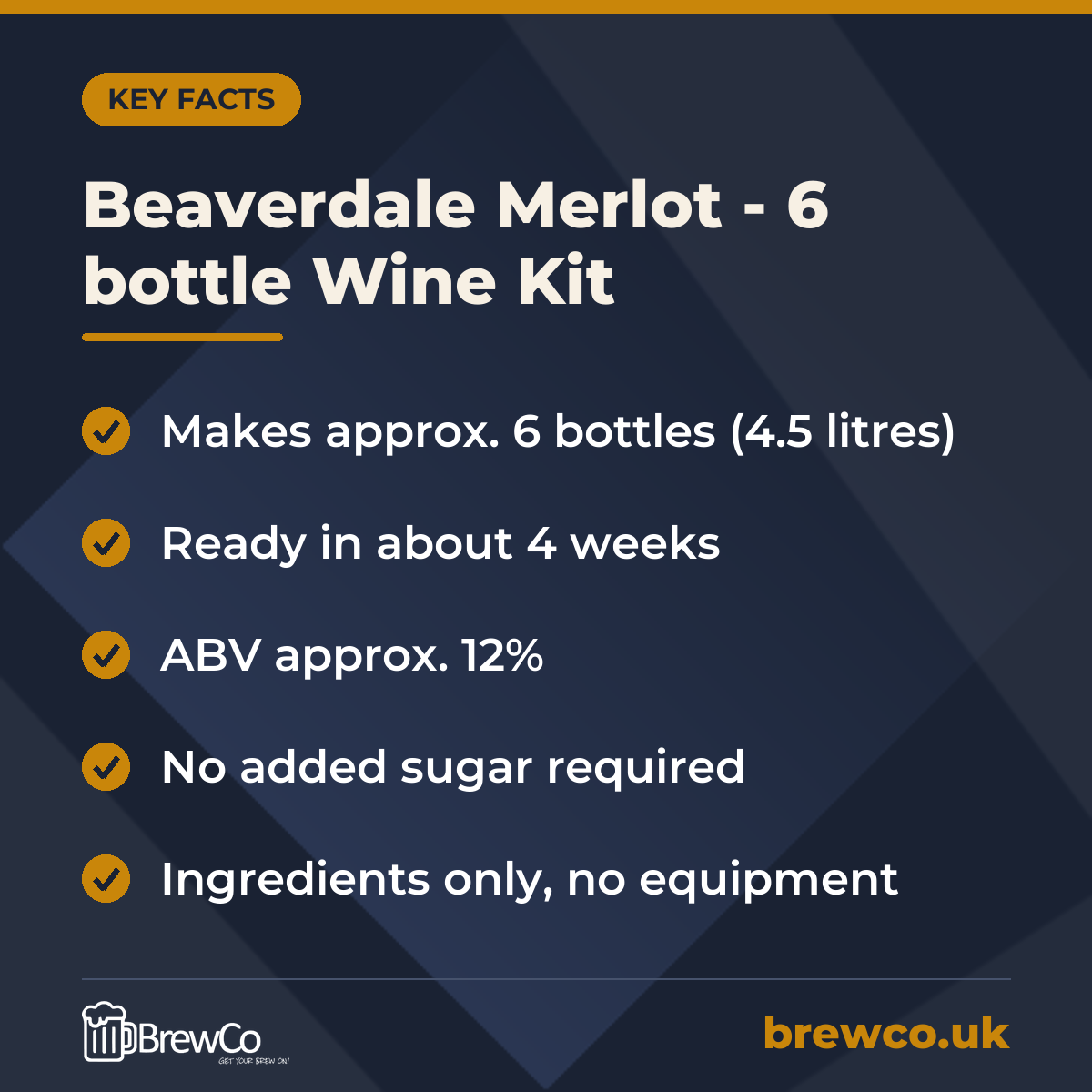 Beaverdale Merlot - 6 bottle Wine Kit – key facts