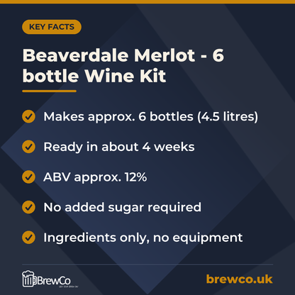 Beaverdale Merlot - 6 bottle Wine Kit – key facts