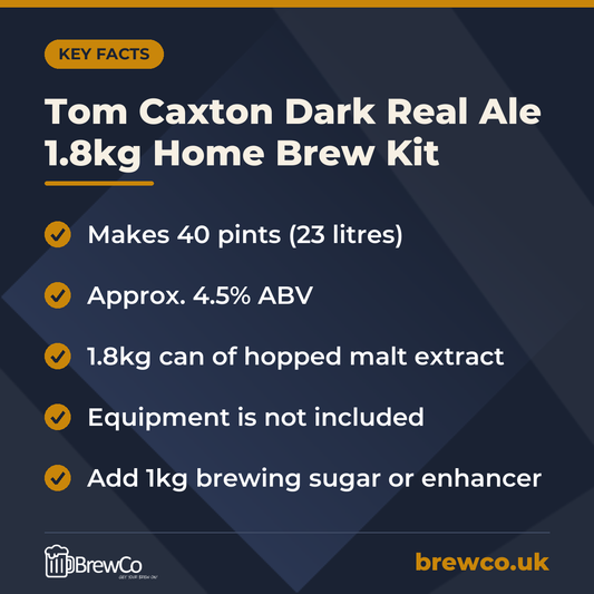 Tom Caxton Dark Real Ale 1.8kg Home Brew Kit – key facts