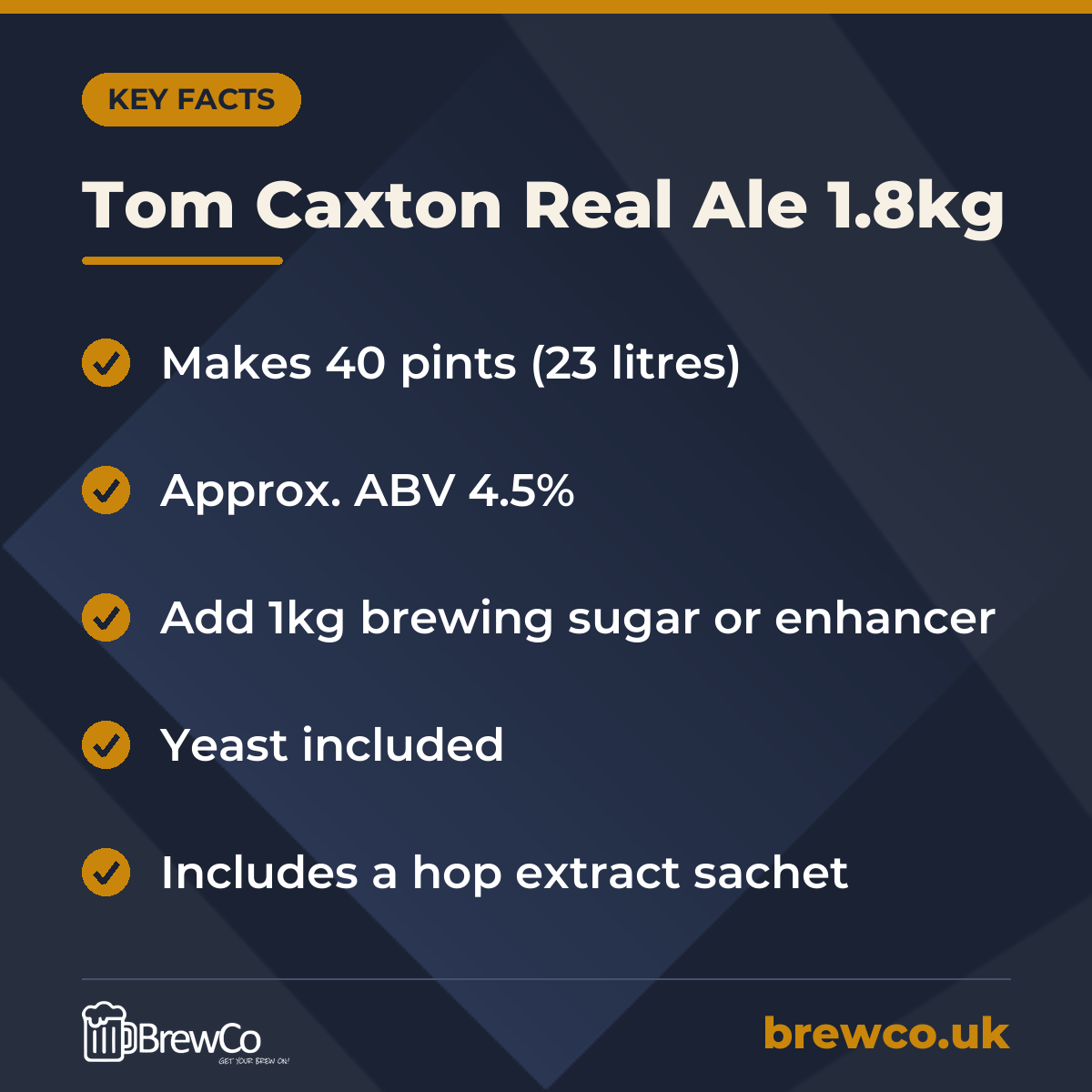 Tom Caxton Real Ale 1.8kg – key facts